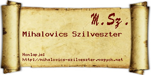 Mihalovics Szilveszter névjegykártya